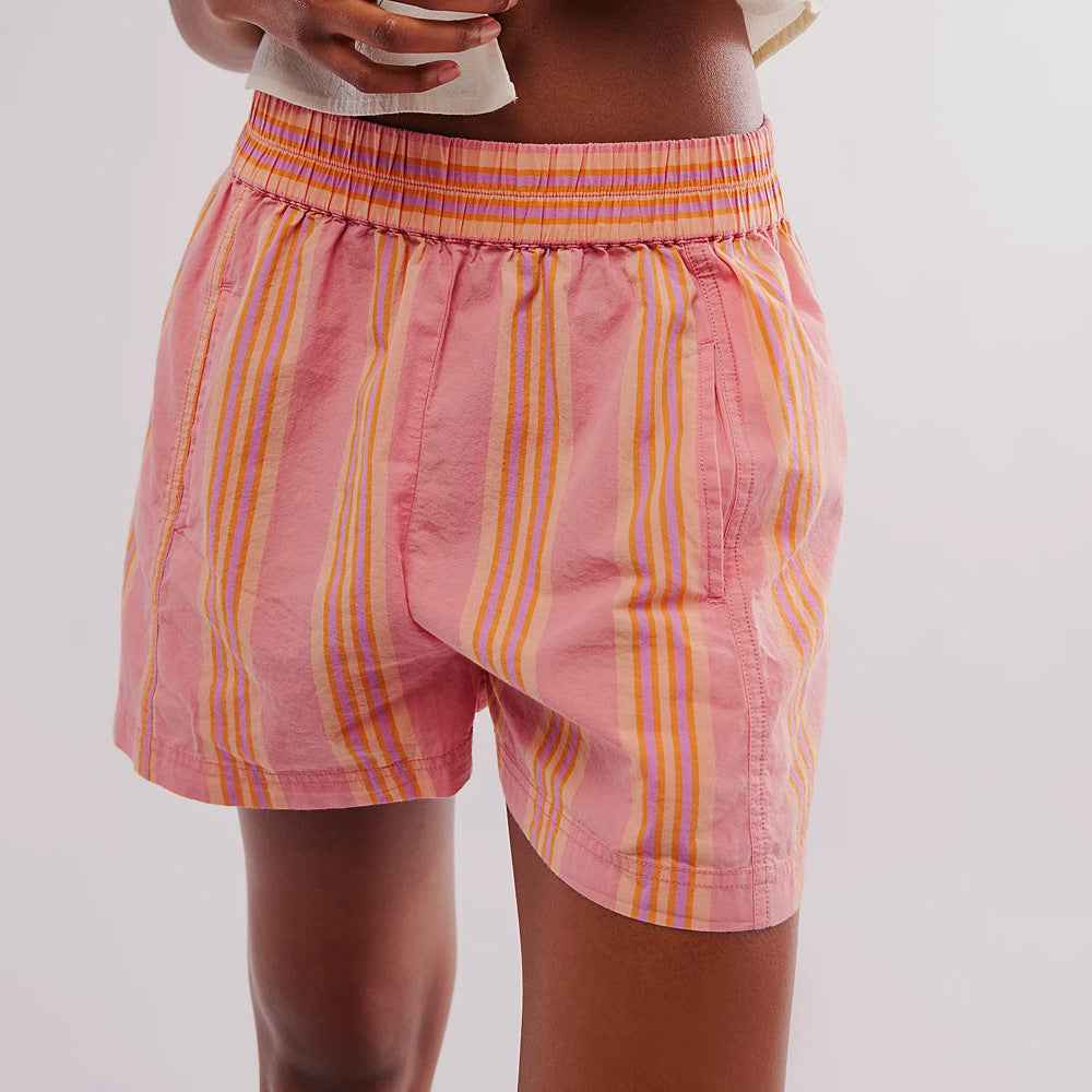 Striped Casual Elastic Pocket Beach Shorts For Women - VEX CLUB HOUSE