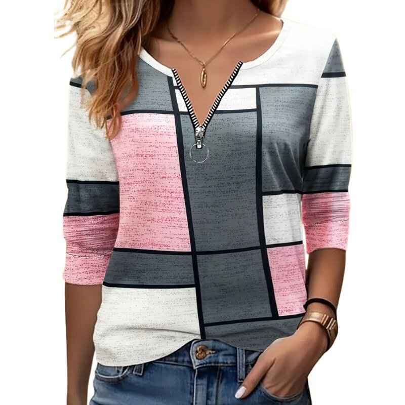 Womens Autumn Winter Printed Plaid Half-Zip Hoodie - VEX CLUB HOUSE