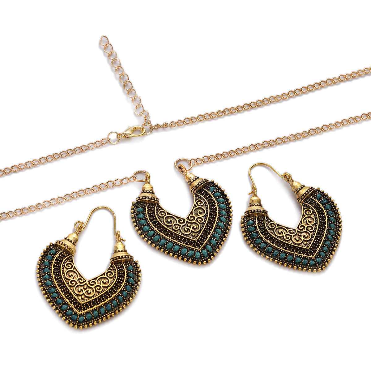 Colored Rope Winding Earrings Necklace Two-piece Set - VEX CLUB HOUSE