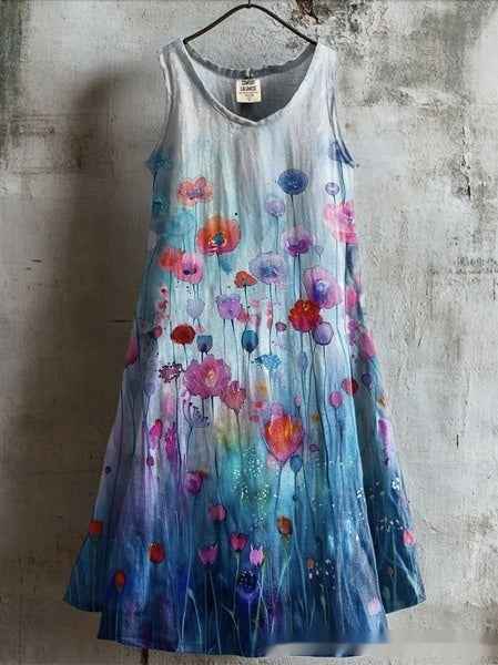 Womens Sleeveless V-Neck 3D Printed Dress - VEX CLUB HOUSE
