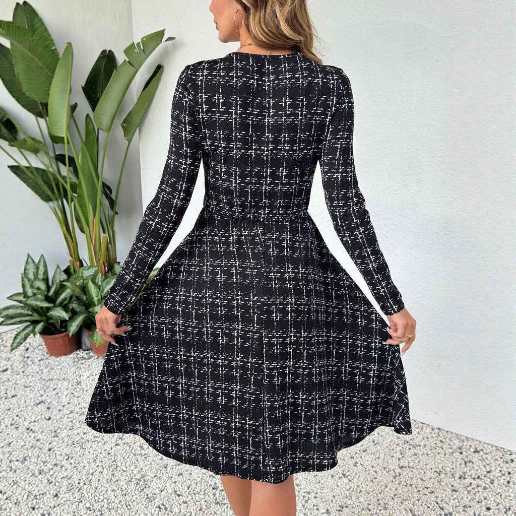 Long-sleeved Cinched Umbrella-style Dress - VEX CLUB HOUSE