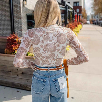 Fashionable Trendy Floral-print Fitted Top For Women - VEX CLUB HOUSE