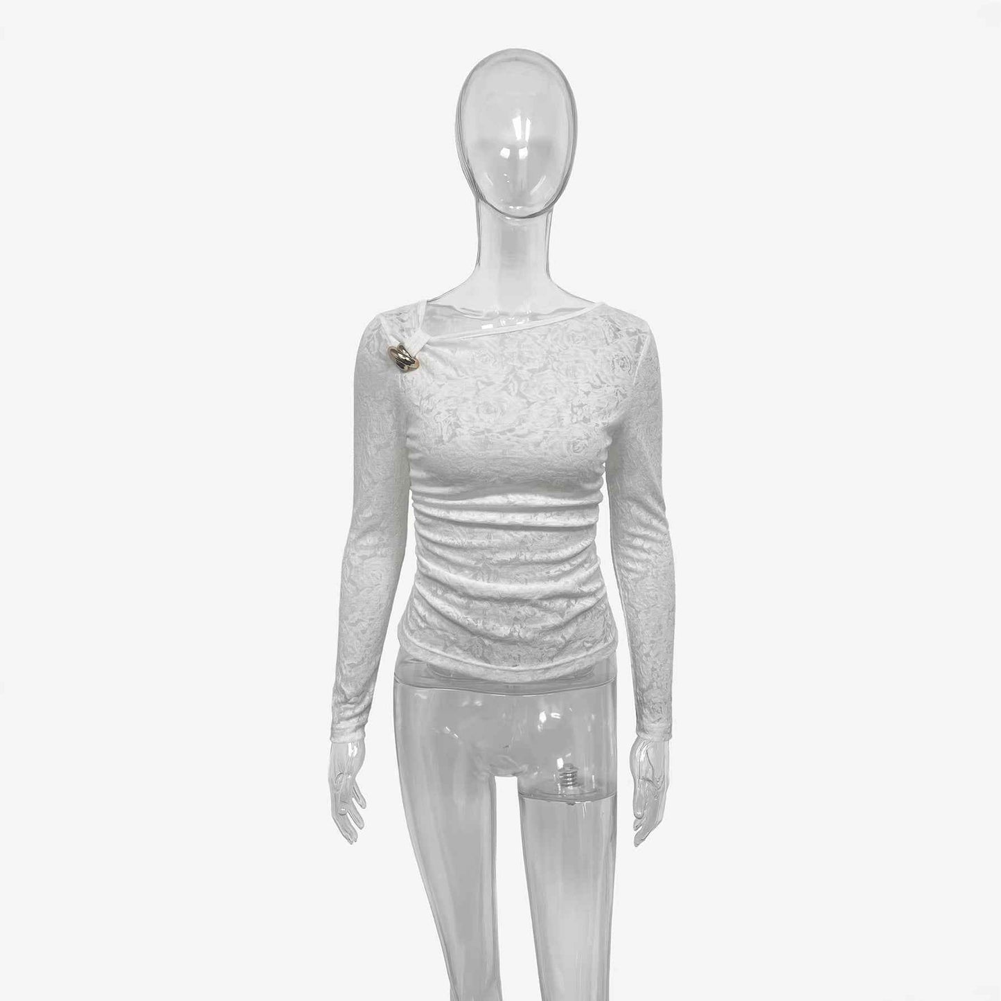 New Womens Versatile Long-sleeve Top With An Irregular Sheer Design - VEX CLUB HOUSE
