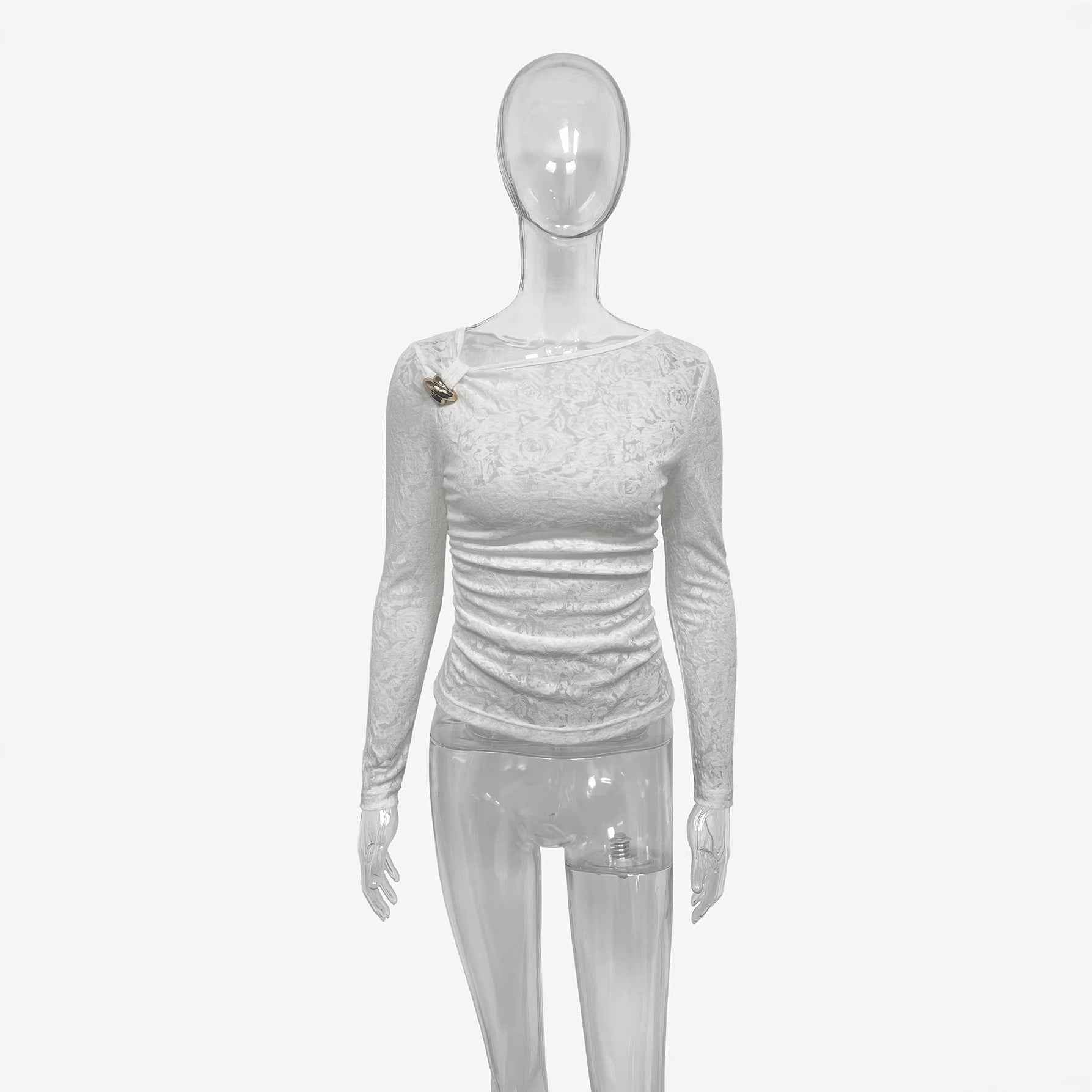 New Womens Versatile Long-sleeve Top With An Irregular Sheer Design - VEX CLUB HOUSE