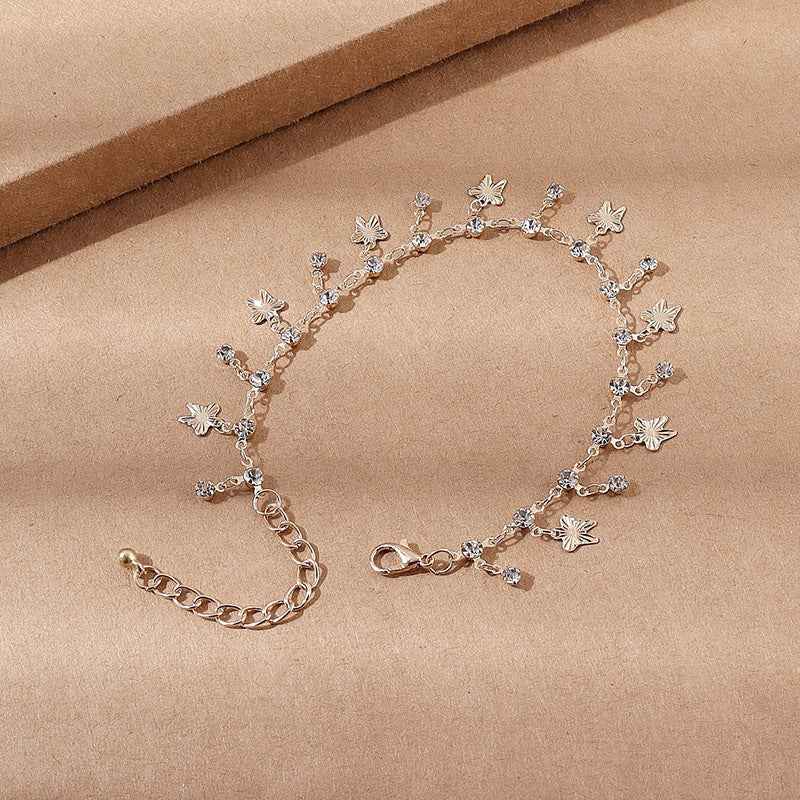 Butterfly Tassel Anklet Colorful Oil Necklace Flowers Leaves - VEX CLUB HOUSE