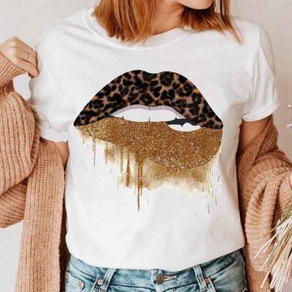 Fashion Printing Creative Color Lip Print Short Sleeve - VEX CLUB HOUSE