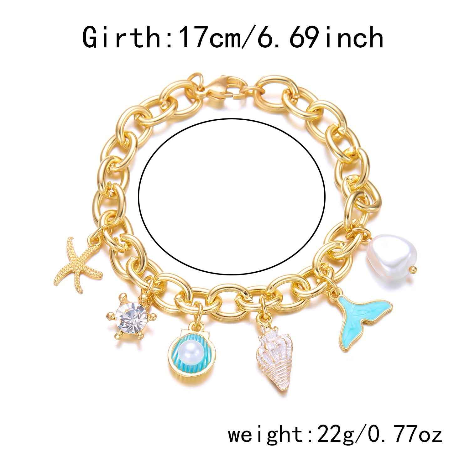 Women's Fashion Starfish Pearl Shell Fishtail Multi-pendant Necklace Bracelet - VEX CLUB HOUSE