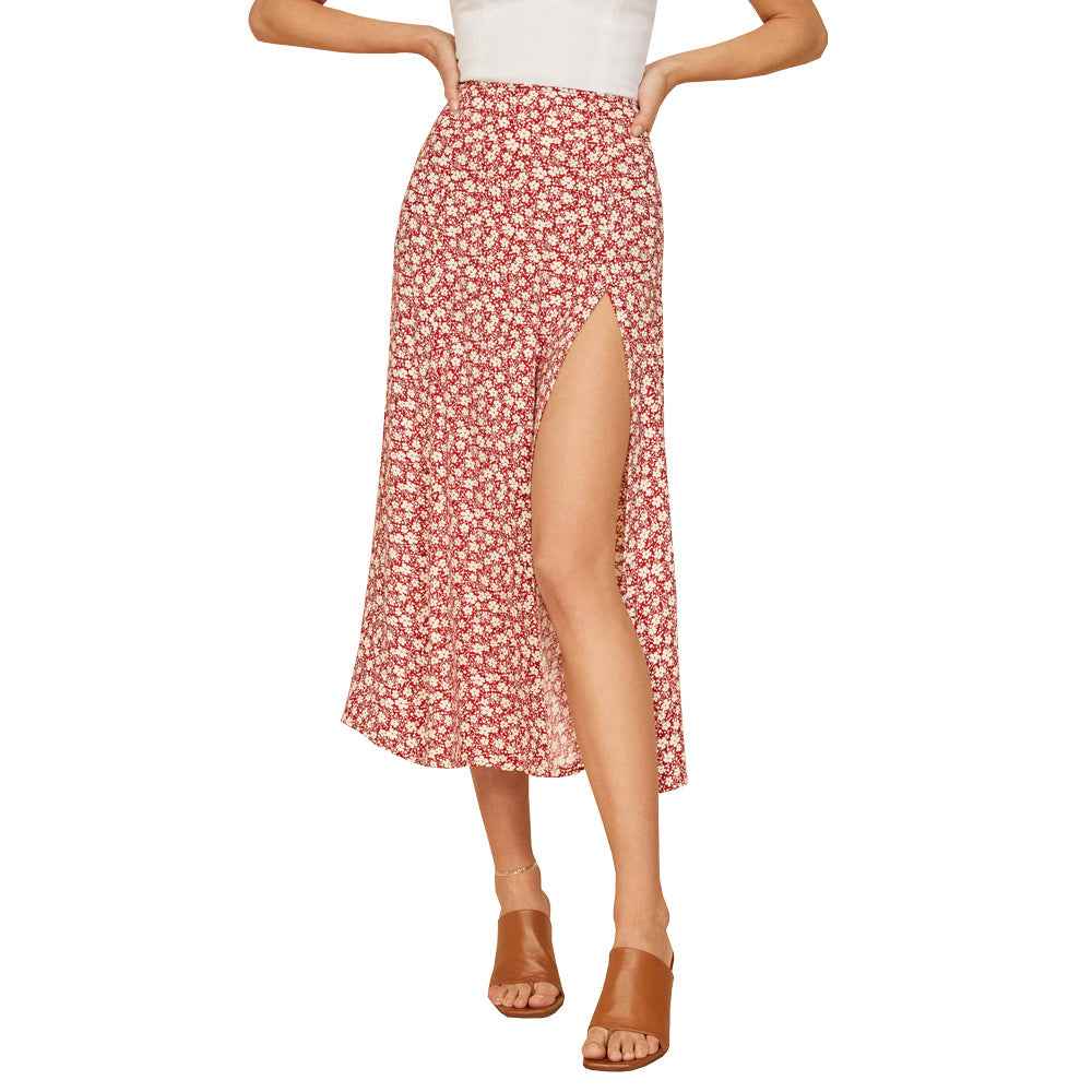 European And American Leopard Print Long Skirt High Waist Slit Hip Skirt - VEX CLUB HOUSE