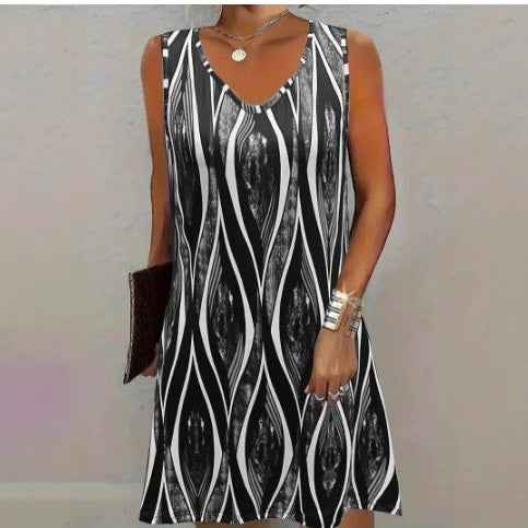 Casual Versatile And Stylish Striped V-neck Dress - VEX CLUB HOUSE