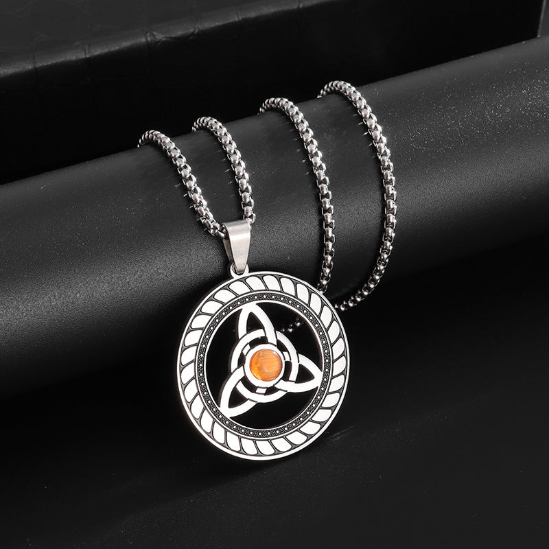 Stainless Steel Witch Knot Pendant Necklace Men Women Silver Jewelry - VEX CLUB HOUSE