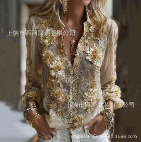 Womens Simple 3D Digital-Print Shirt Top - VEX CLUB HOUSE