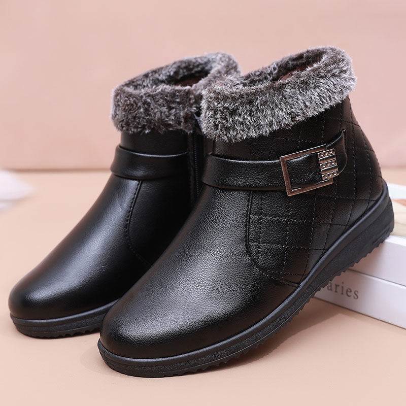 Cotton Plus Velvet Warm Booties Flat Leather Shoes - VEX CLUB HOUSE