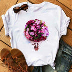 Ice Cream Flower Print Men And Women Couple Short Sleeve - VEX CLUB HOUSE