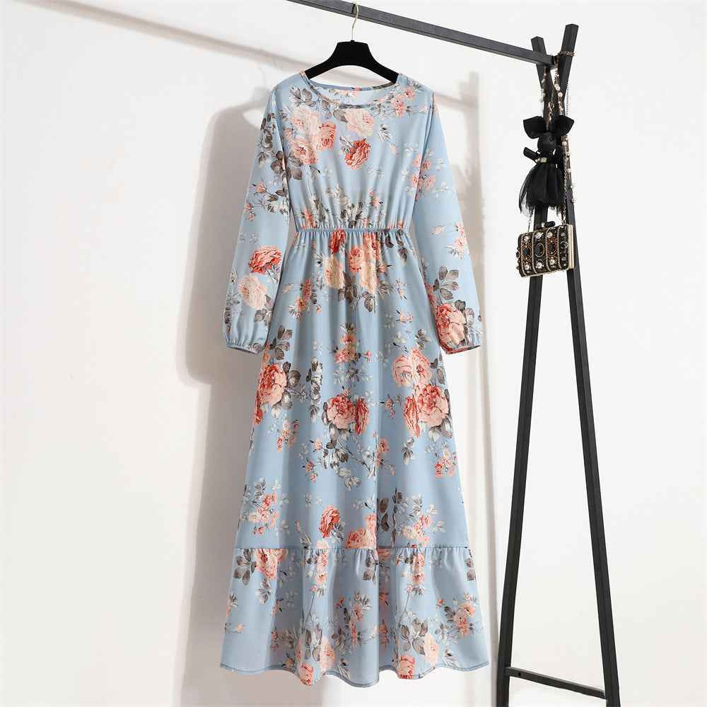 Womens Versatile Round-neck Floral Chiffon Dress - VEX CLUB HOUSE