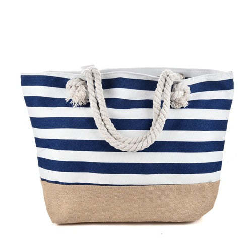Striped Beach Bag Casual Large Capacity Women Shoulder Bags - VEX CLUB HOUSE