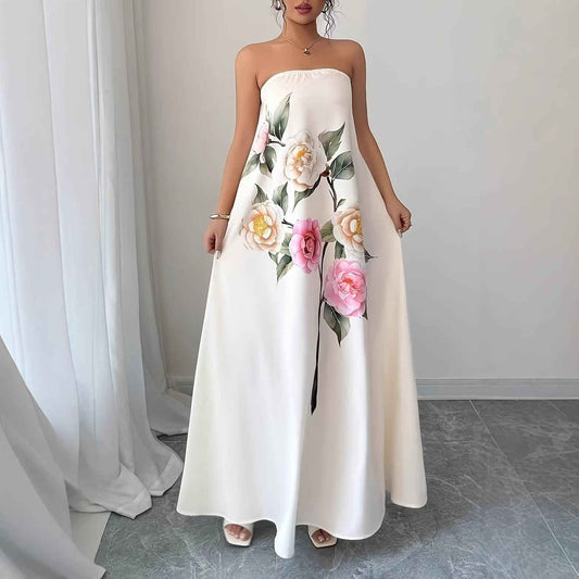 Floral Strapless Dress A Stylish Casual One-piece - VEX CLUB HOUSE