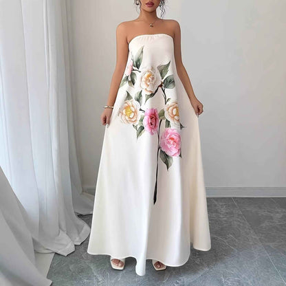 Floral Strapless Dress A Stylish Casual One-piece - VEX CLUB HOUSE