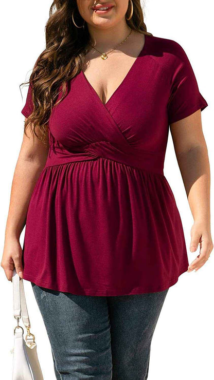 Women's Plus Size T-shirt V-neck Top - VEX CLUB HOUSE