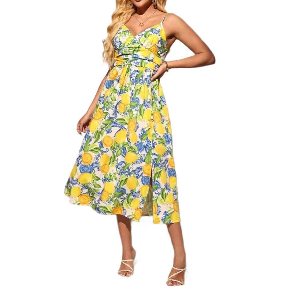 Women's V-neck Slip Dress With A Slit - VEX CLUB HOUSE