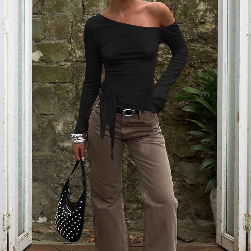 Womens Stylish Minimalist Slim-fit Long-sleeve T-shirt - VEX CLUB HOUSE