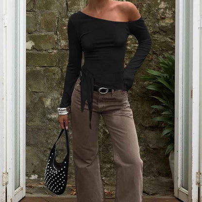 Womens Stylish Minimalist Slim-fit Long-sleeve T-shirt - VEX CLUB HOUSE