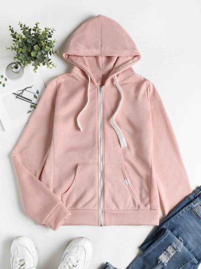 Womens Casual Sporty Cardigan With Zipper Hooded Sweatshirt - VEX CLUB HOUSE