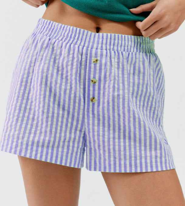 Striped Plaid Leisure Commute Shorts For Women - VEX CLUB HOUSE