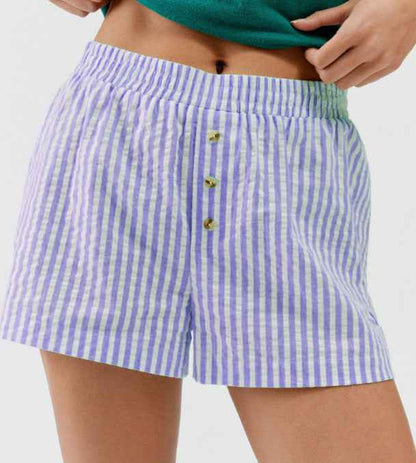 Striped Plaid Leisure Commute Shorts For Women - VEX CLUB HOUSE