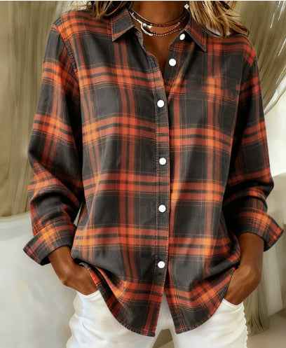 Womens Floral-Print Casual Loose-Fit Long-Sleeve Shirt - VEX CLUB HOUSE