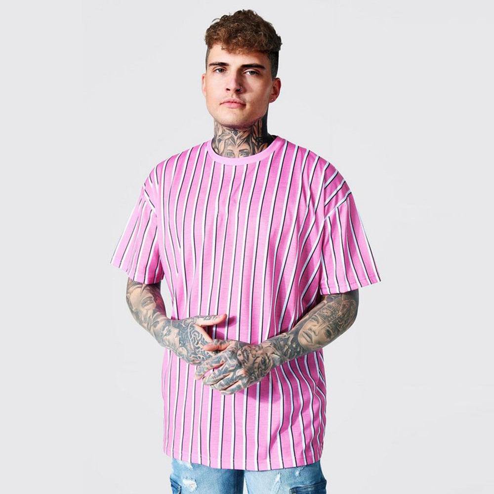 Short-sleeved 3D Printed T-shirt With Simple Stripes - VEX CLUB HOUSE