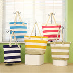 Striped Beach Bag Casual Large Capacity Women Shoulder Bags - VEX CLUB HOUSE