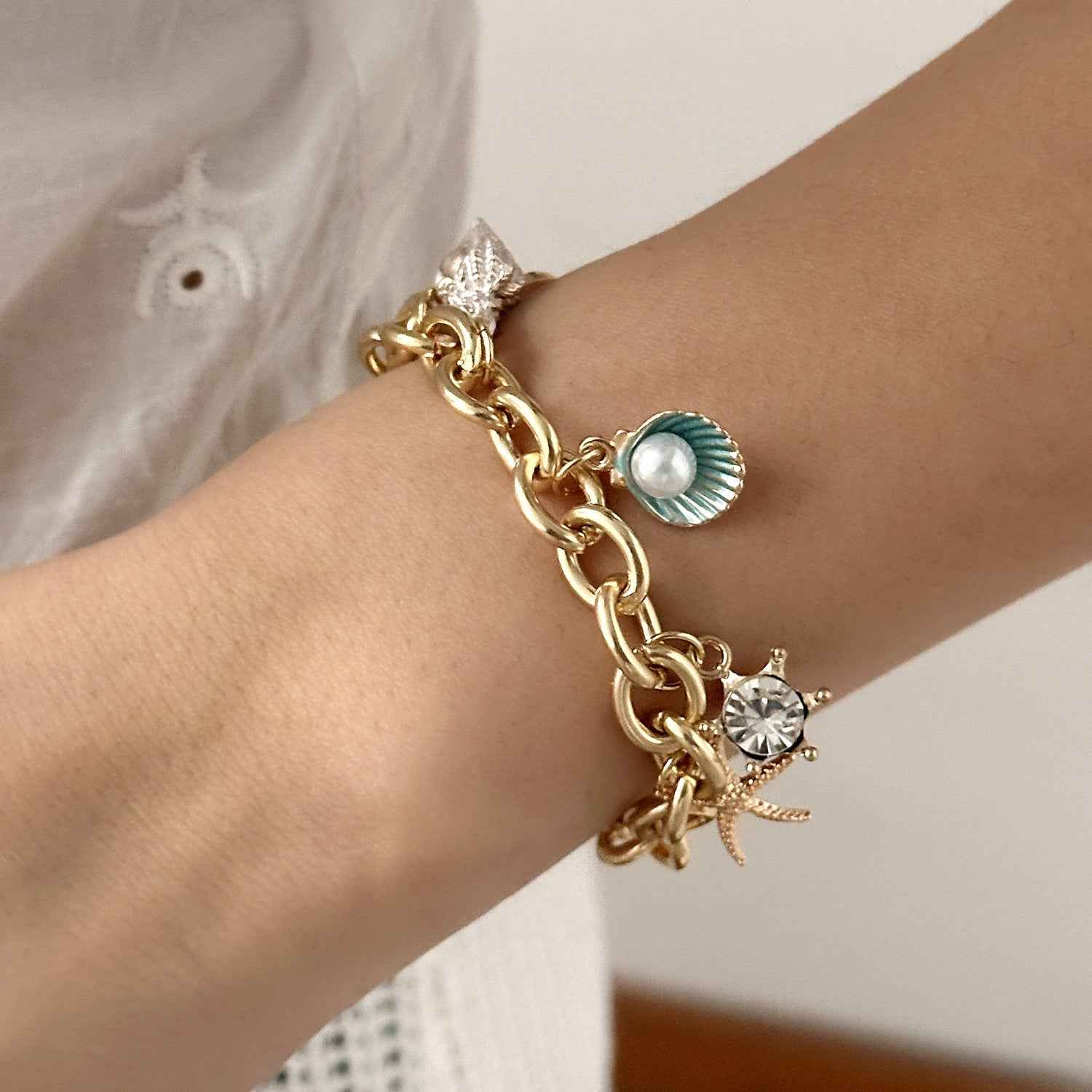 Women's Fashion Starfish Pearl Shell Fishtail Multi-pendant Necklace Bracelet - VEX CLUB HOUSE