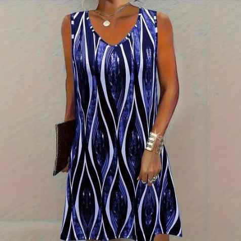 Casual Versatile And Stylish Striped V-neck Dress - VEX CLUB HOUSE