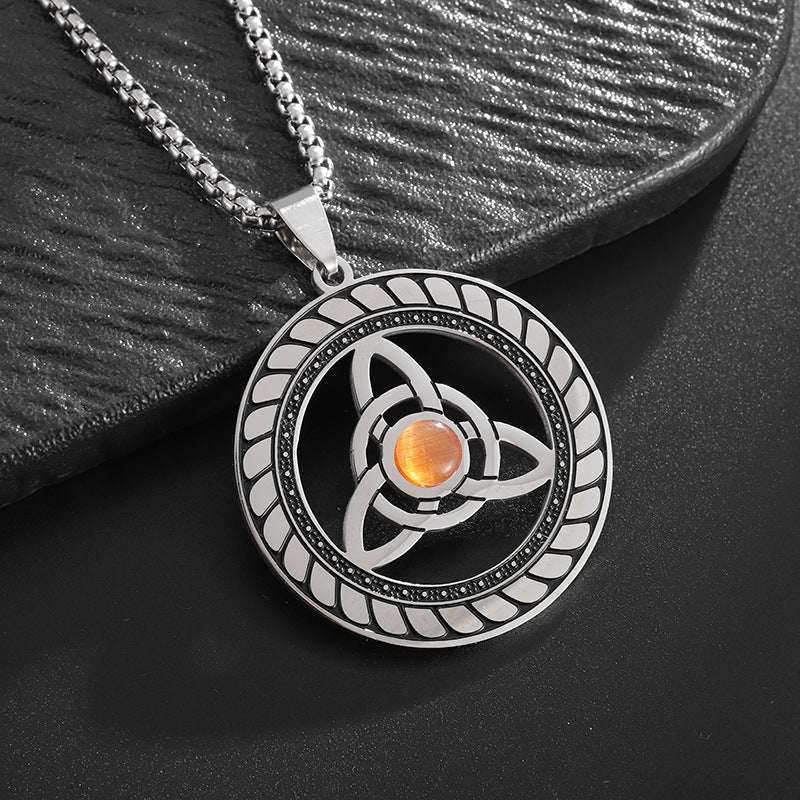 Stainless Steel Witch Knot Pendant Necklace Men Women Silver Jewelry V E X C L U B H O U S E