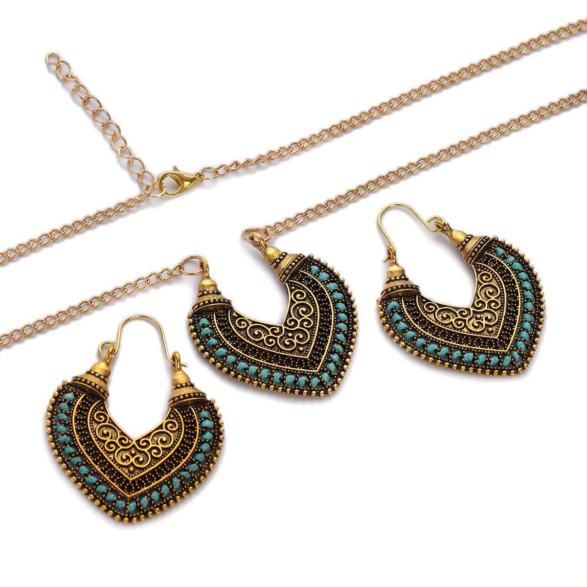 Colored Rope Winding Earrings Necklace Two-piece Set - VEX CLUB HOUSE