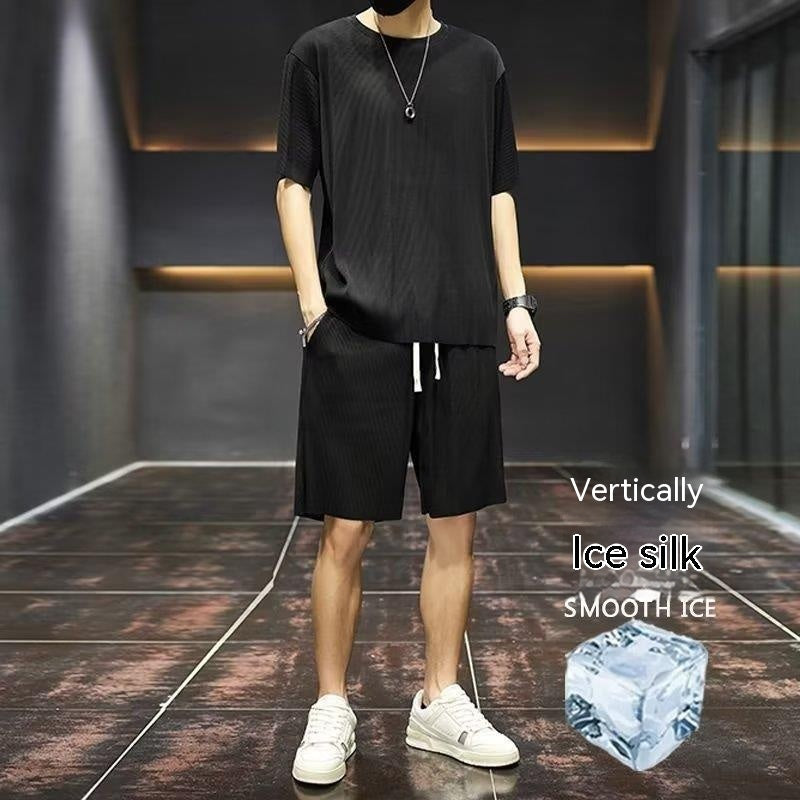 Men's Summer Thin Loose Short-sleeved Shorts High Sense Quick-drying Clothes Two-piece Suit - VEX CLUB HOUSE