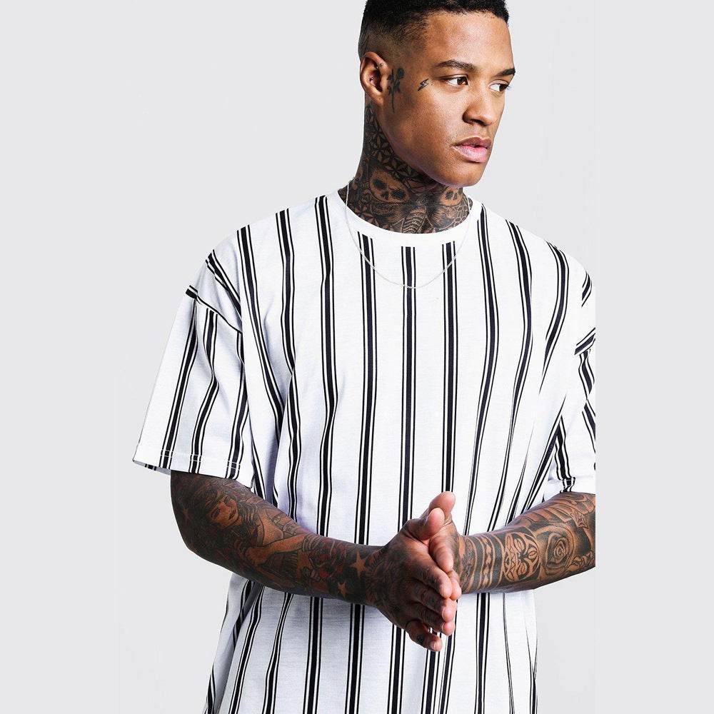 Short-sleeved 3D Printed T-shirt With Simple Stripes - VEX CLUB HOUSE