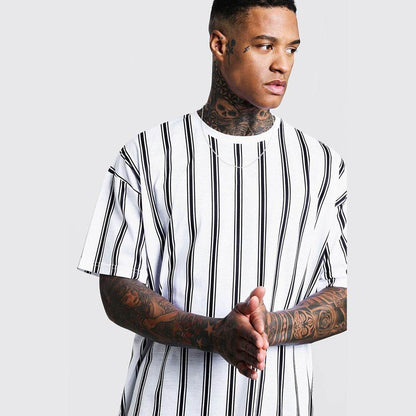 Short-sleeved 3D Printed T-shirt With Simple Stripes - VEX CLUB HOUSE