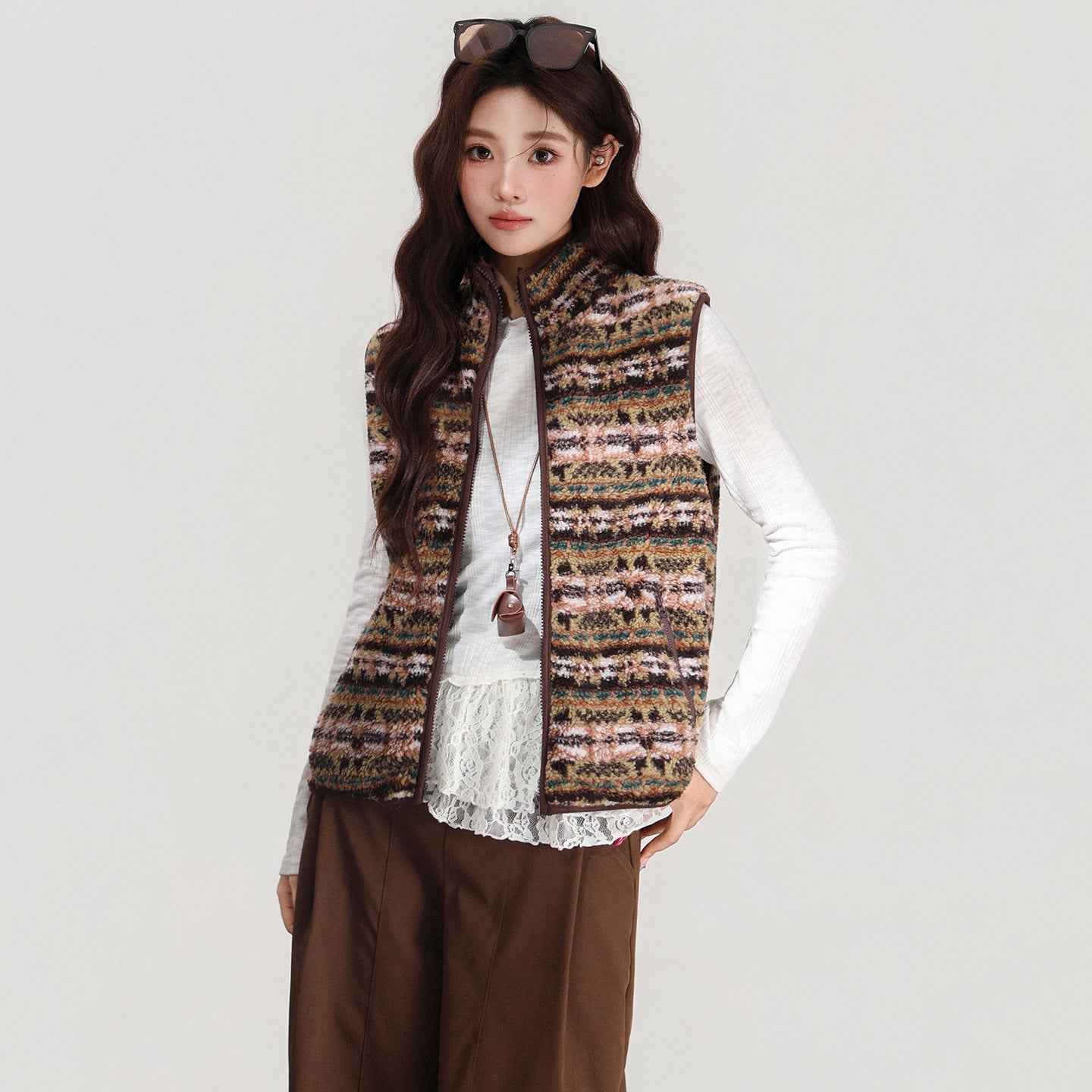 Retro Stand-collar Lamb Wool Vest Women's Cardigan Jacket For Autumn And Winter Layering - VEX CLUB HOUSE