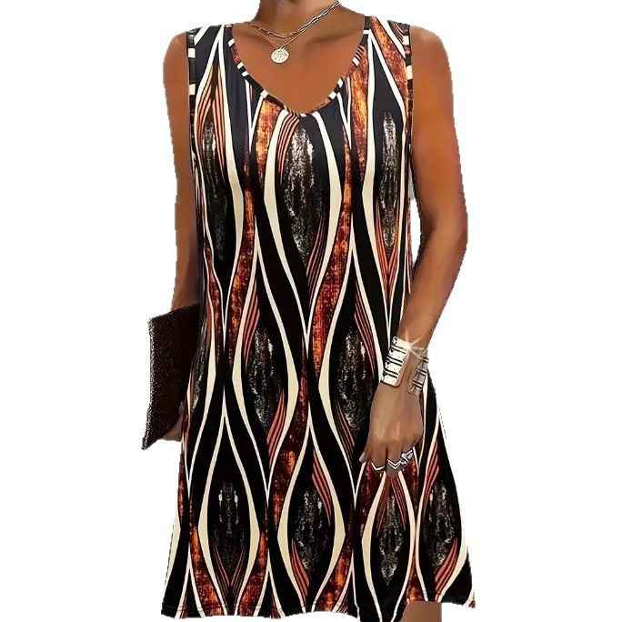 Casual Versatile And Stylish Striped V-neck Dress - VEX CLUB HOUSE