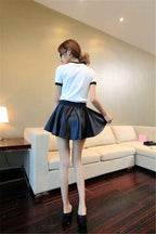 High Waist Pu Leather Skirt Is Thin And Pleated - VEX CLUB HOUSE