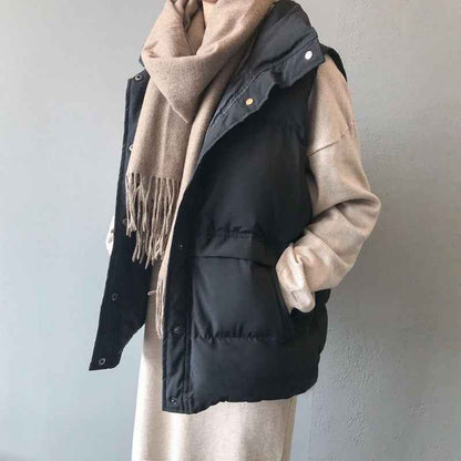 Women's Loose Short Down Cotton Vest Jacket - VEX CLUB HOUSE