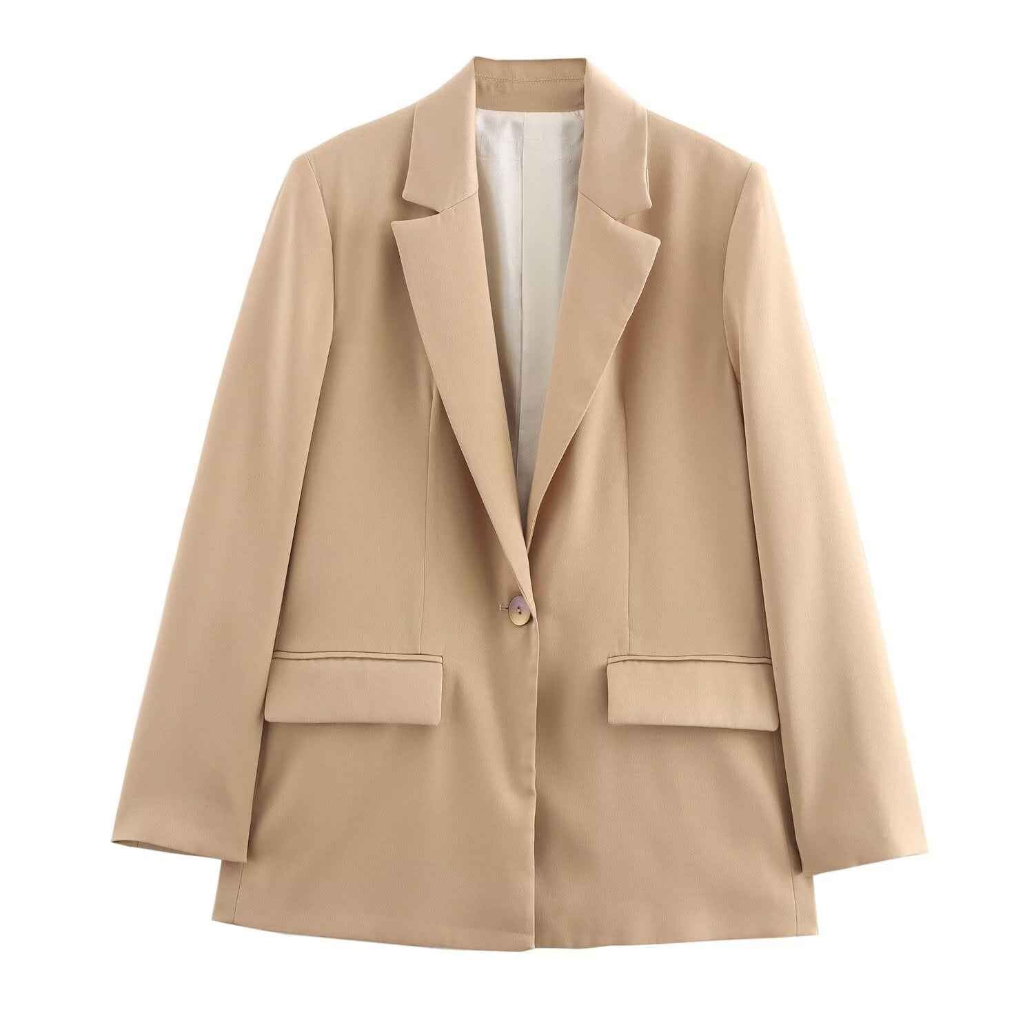 The Casual Long-sleeve Blazer Is Made From A Silk-like Satin Fabric - VEX CLUB HOUSE