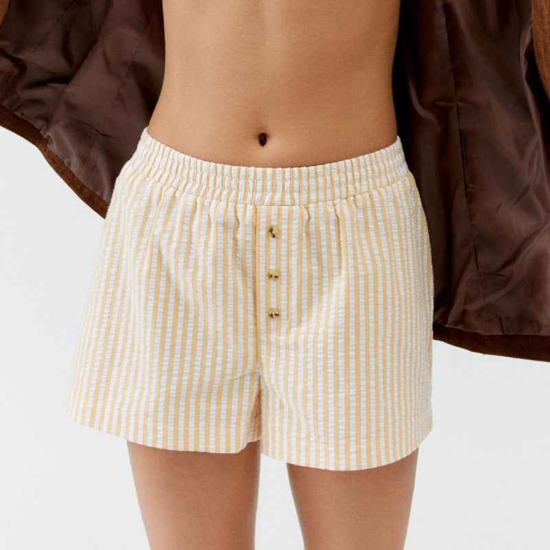 Striped Plaid Leisure Commute Shorts For Women - VEX CLUB HOUSE