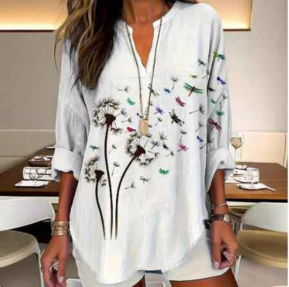 Womens Stand Collar Button-Down Drop Shoulder Long-Sleeve Top - VEX CLUB HOUSE