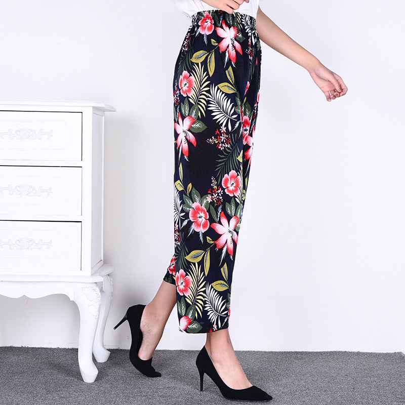 Women's Plus-sized Ice Silk Elastic Pants Cropped Straight - VEX CLUB HOUSE