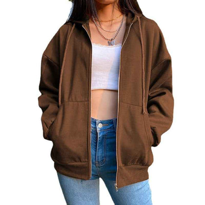 Fashion Women's Loose Street Zip Top - VEX CLUB HOUSE