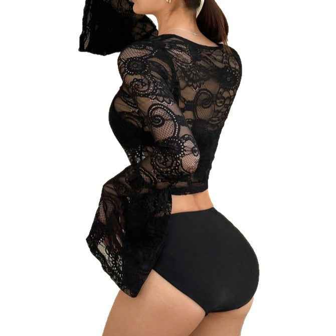 Sexy Swimwear Long-Sleeve Bikini With A Detachable Lace Top - VEX CLUB HOUSE