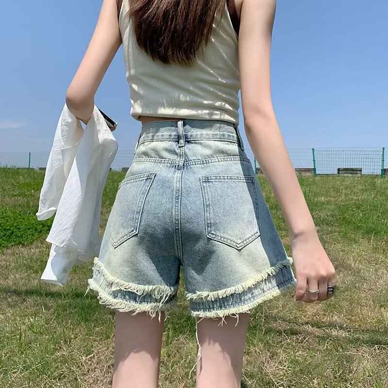 Raw-edge Denim Shorts For Women New Summer Style With A High Waist - VEX CLUB HOUSE