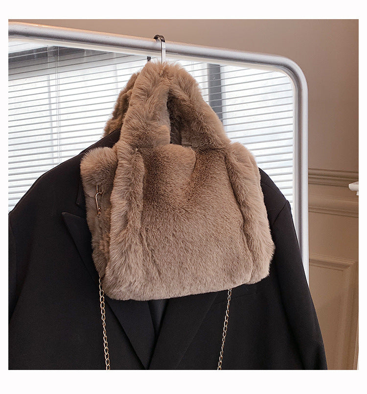 Winter Bags Chain Plush Handbag Totes Women Shoulder Bag - VEX CLUB HOUSE